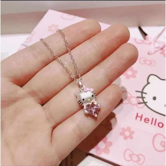 Hello Kitty Silver Heart Gem Pendant Necklace - Picture 4 of 5